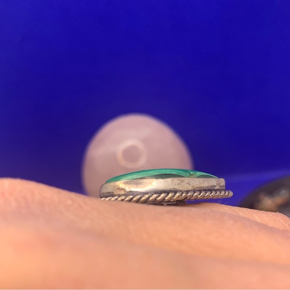 Comfort Curl ADJUSTABLE Genuine Fab Green Malachite Ring! .925 Sterling Overlay - Picture 9 of 16